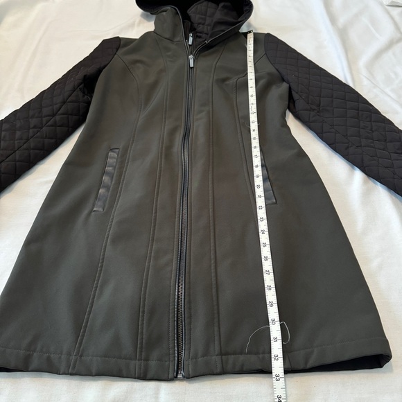 Michael Michael Kors XS Black Mixed Media Soft Shell Trench Coat Jacket - Picture 8 of 10